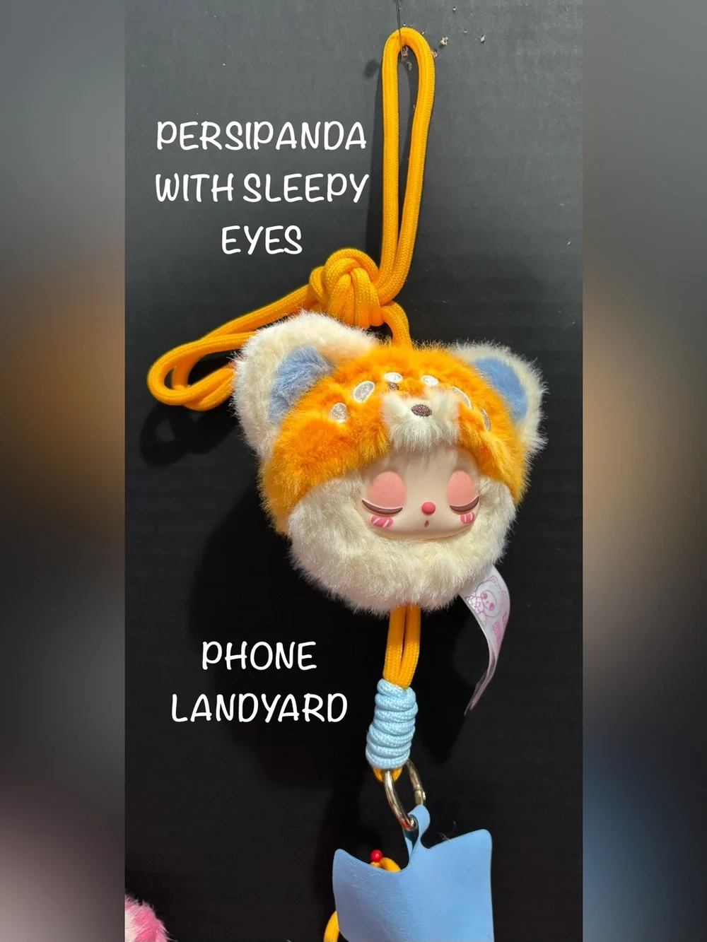 Lilys Zoo Persipanda Sleepy Eyes Plush Phone Lanyard - Orange Bear Confirmed